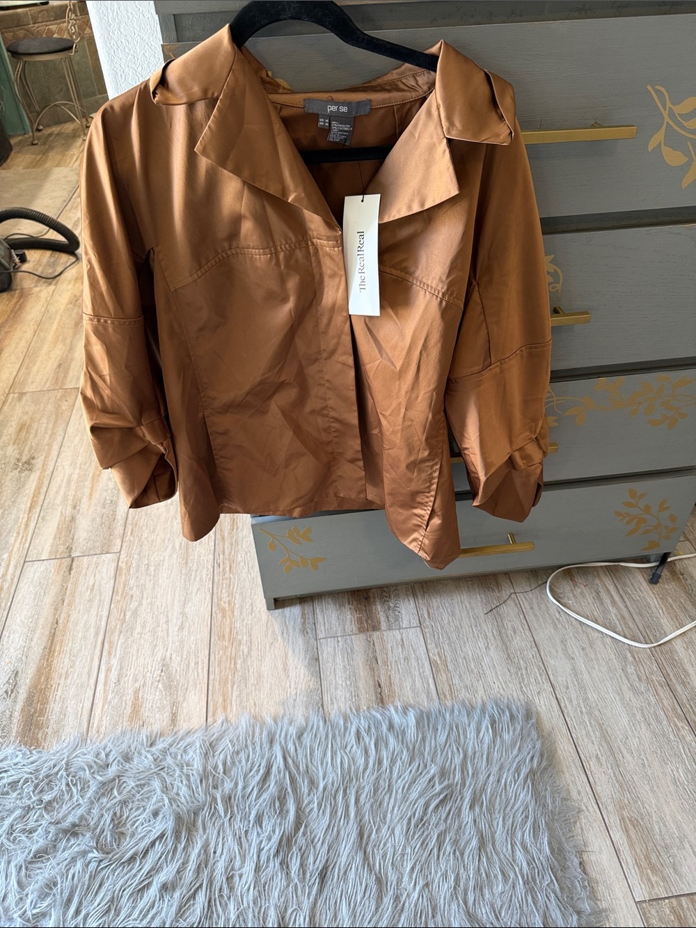 Per Se Cropped Rust Blazer with Notched Collar